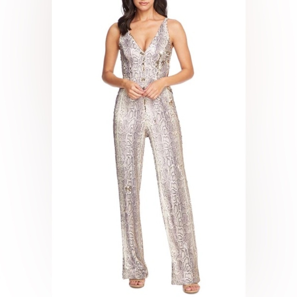 Women's Dress The Population Snake Print Sequin Jumpsuit size S (K)